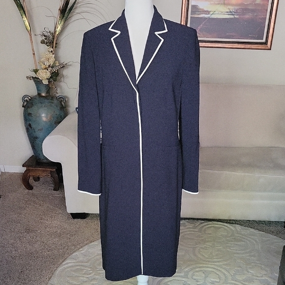 Ann Taylor Navy Jacket with White Accents - Picture 1 of 12
